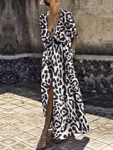 Printed deep V fashion maxi dresses